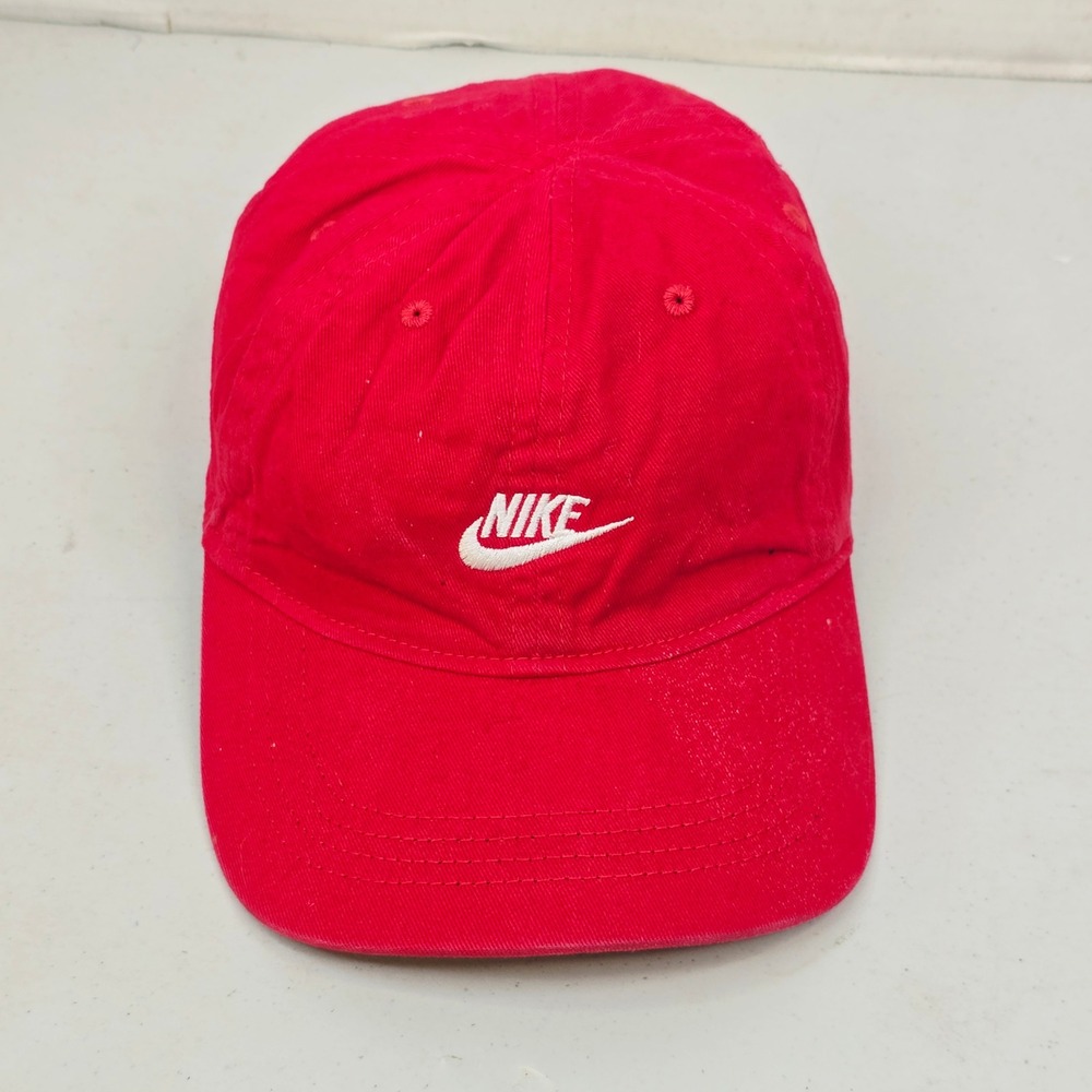 Nike Children Adjustable Baseball Cap One Size Red Embroidered Logo